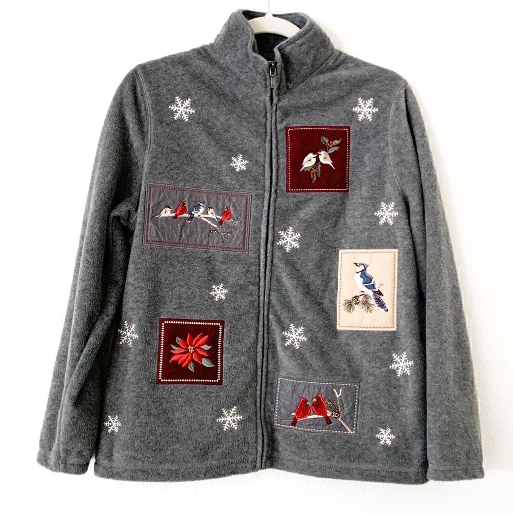 Croft & Barrow Holiday Zip- Up Fleece Sweater